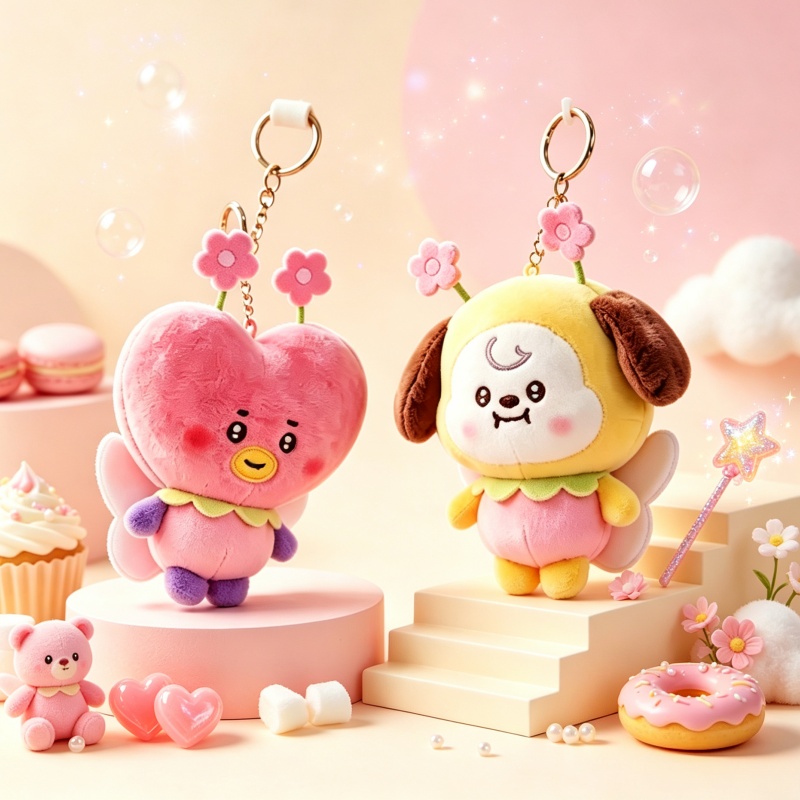 Florist Supplies - Porte-clés poupée en peluche série fleur